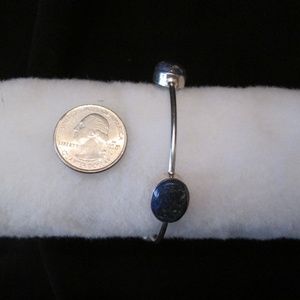 Sterling Lapis Lazuli Gemstone Bangle Bracelet